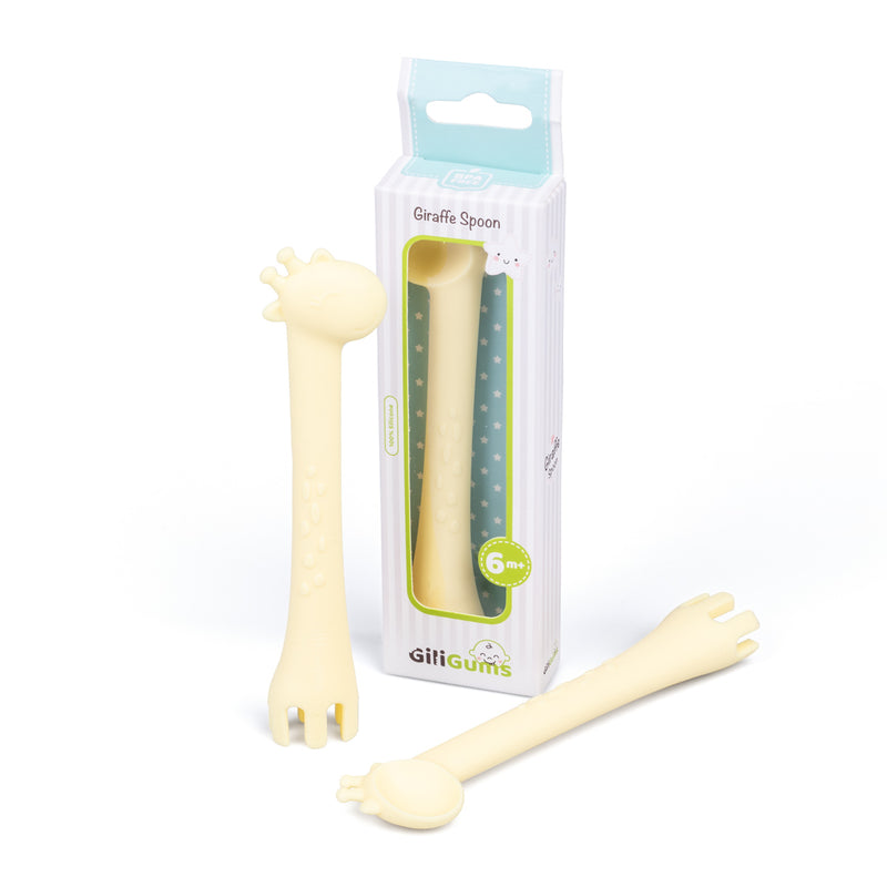 Giraffe Silicone Teething Spoon product view - Shop Online | pollywiggles.co.za